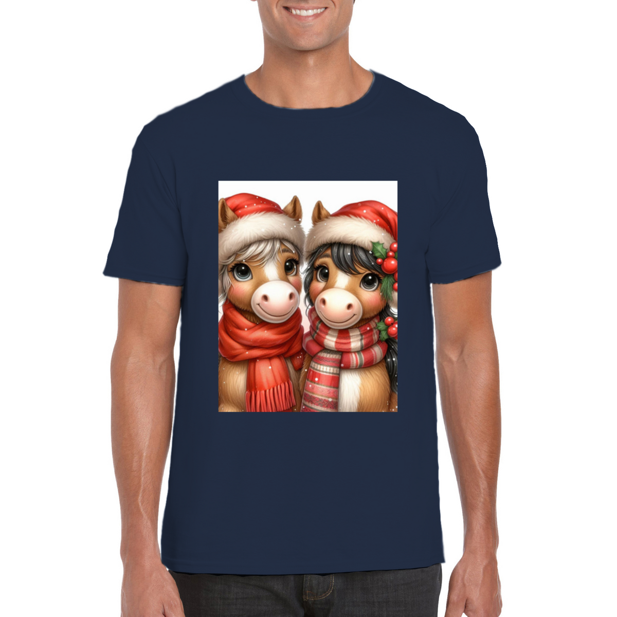 Cute Christmas Horse Unisex TShirt 4. 14 colours. 8 sizes.