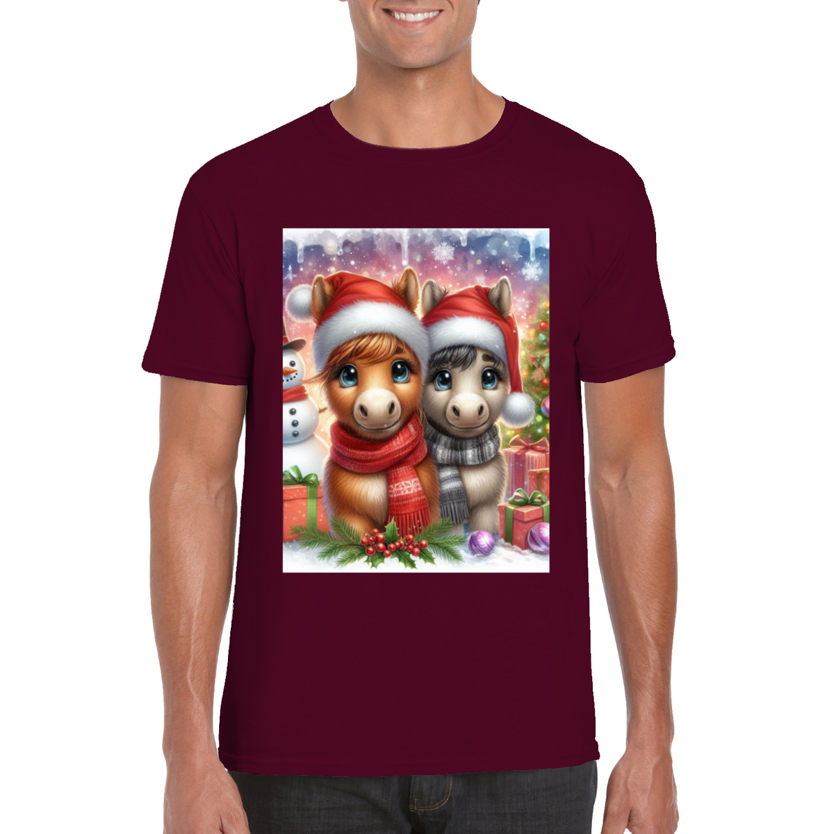 Cute Christmas Horse Unisex TShirt 5. 14 colours. 8 sizes.