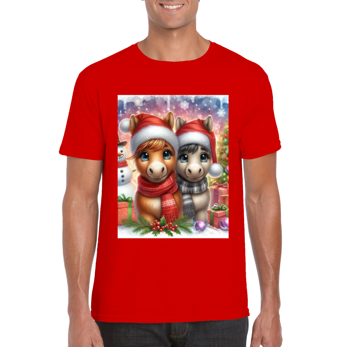 Cute Christmas Horse Unisex TShirt 5. 14 colours. 8 sizes.