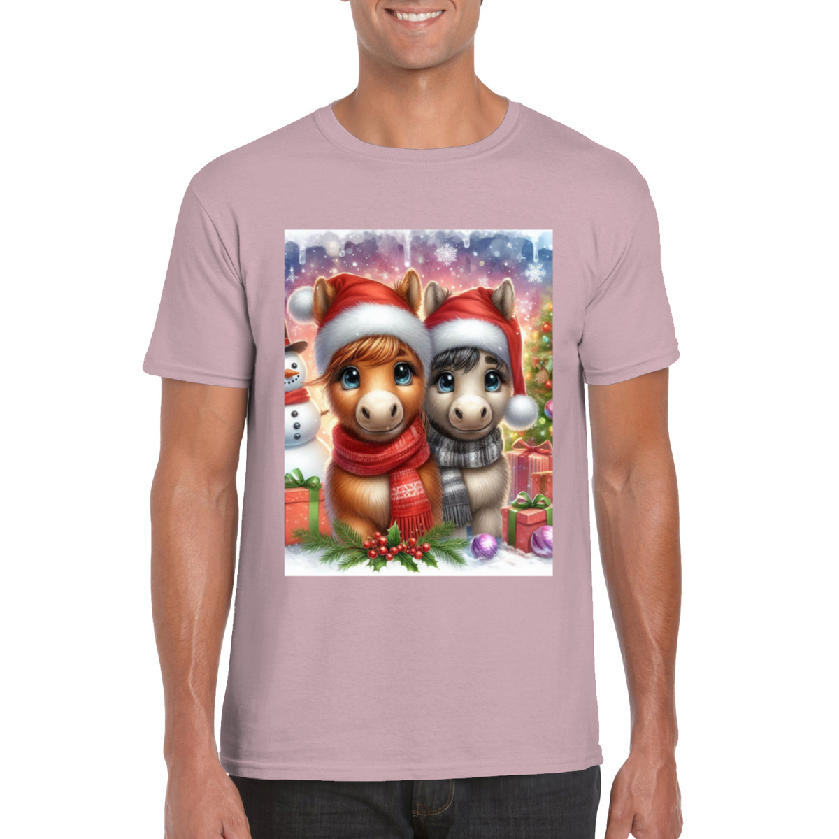 Cute Christmas Horse Unisex TShirt 5. 14 colours. 8 sizes.