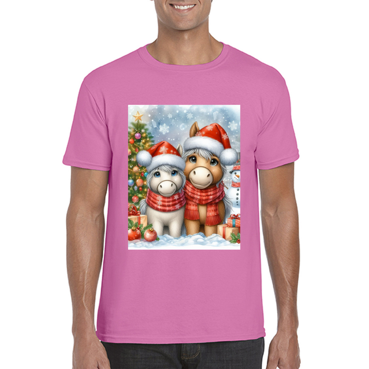 Cute Christmas Horse Unisex TShirt 7. 14 colours. 8 sizes.