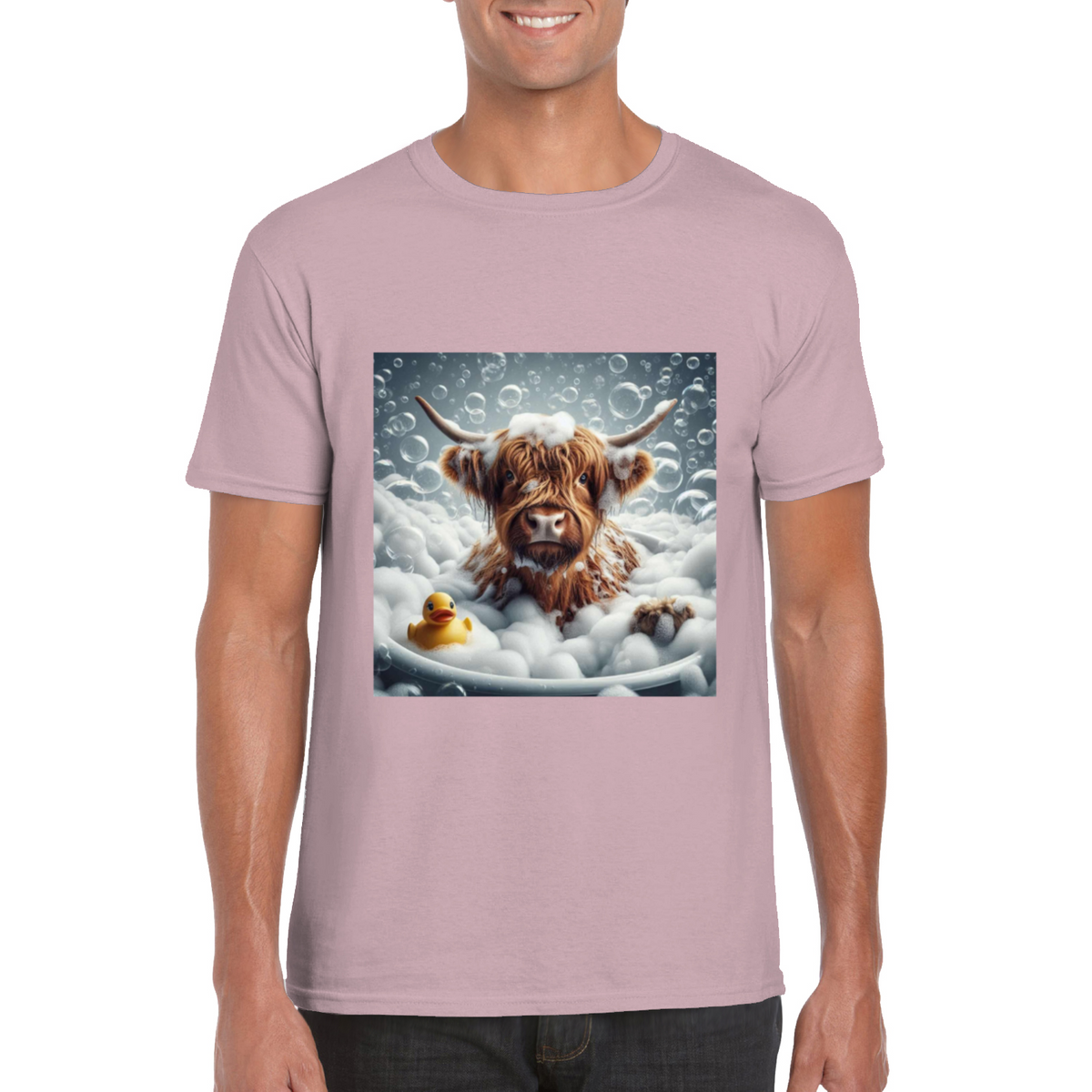 Highland cow in bath t-shirts 1