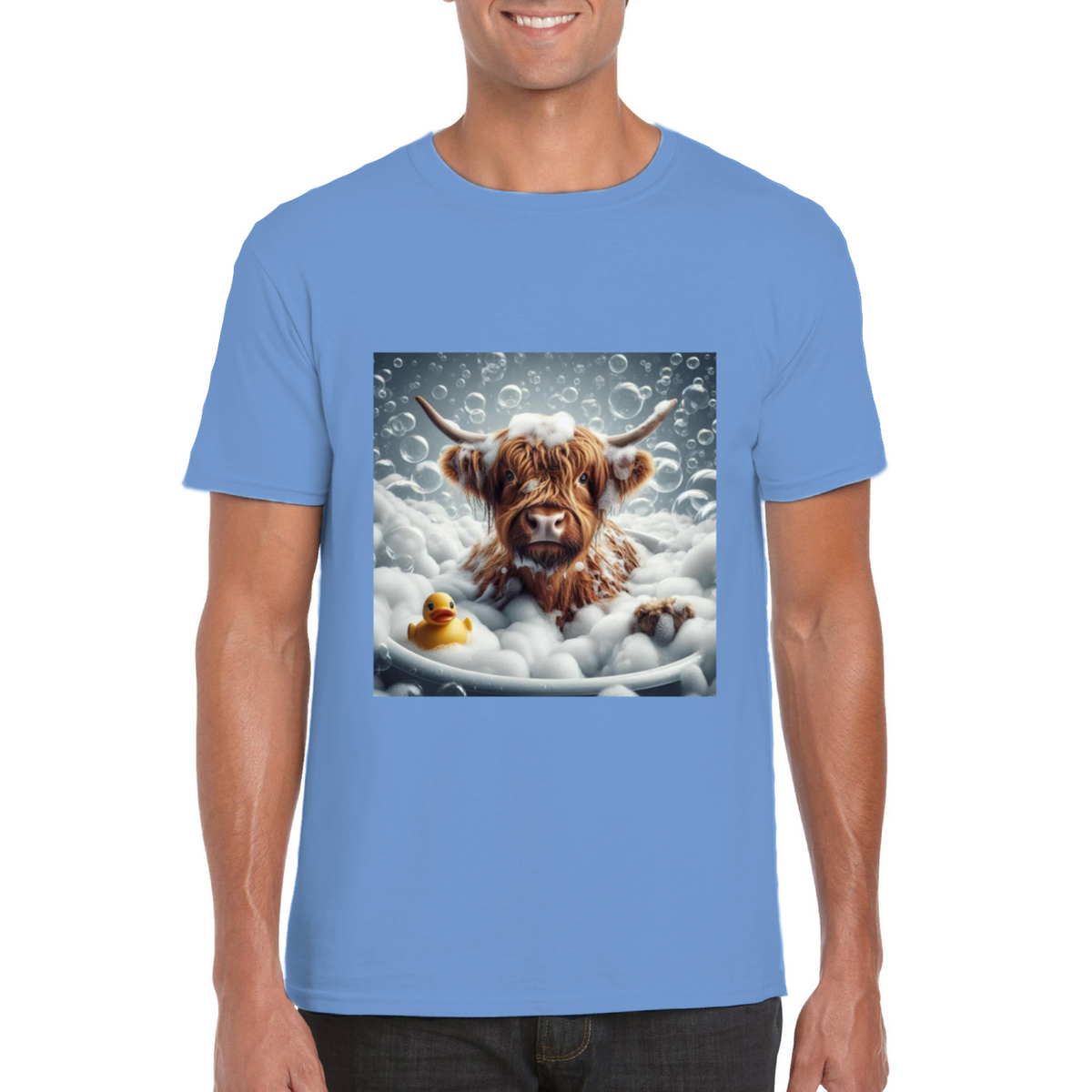 Highland cow in bath t-shirts 1