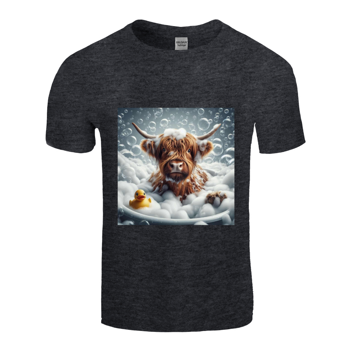 Highland cow in bath t-shirts 1