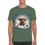 Highland cow in bath t-shirts 1