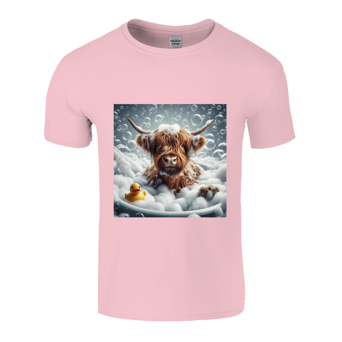 Highland cow in bath t-shirts 1