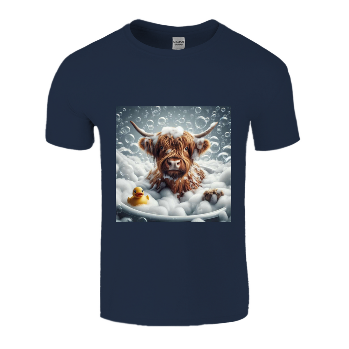 Highland cow in bath t-shirts 1