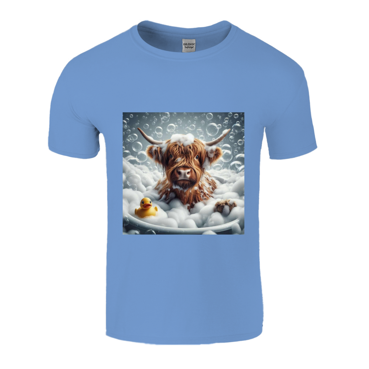 Highland cow in bath t-shirts 1