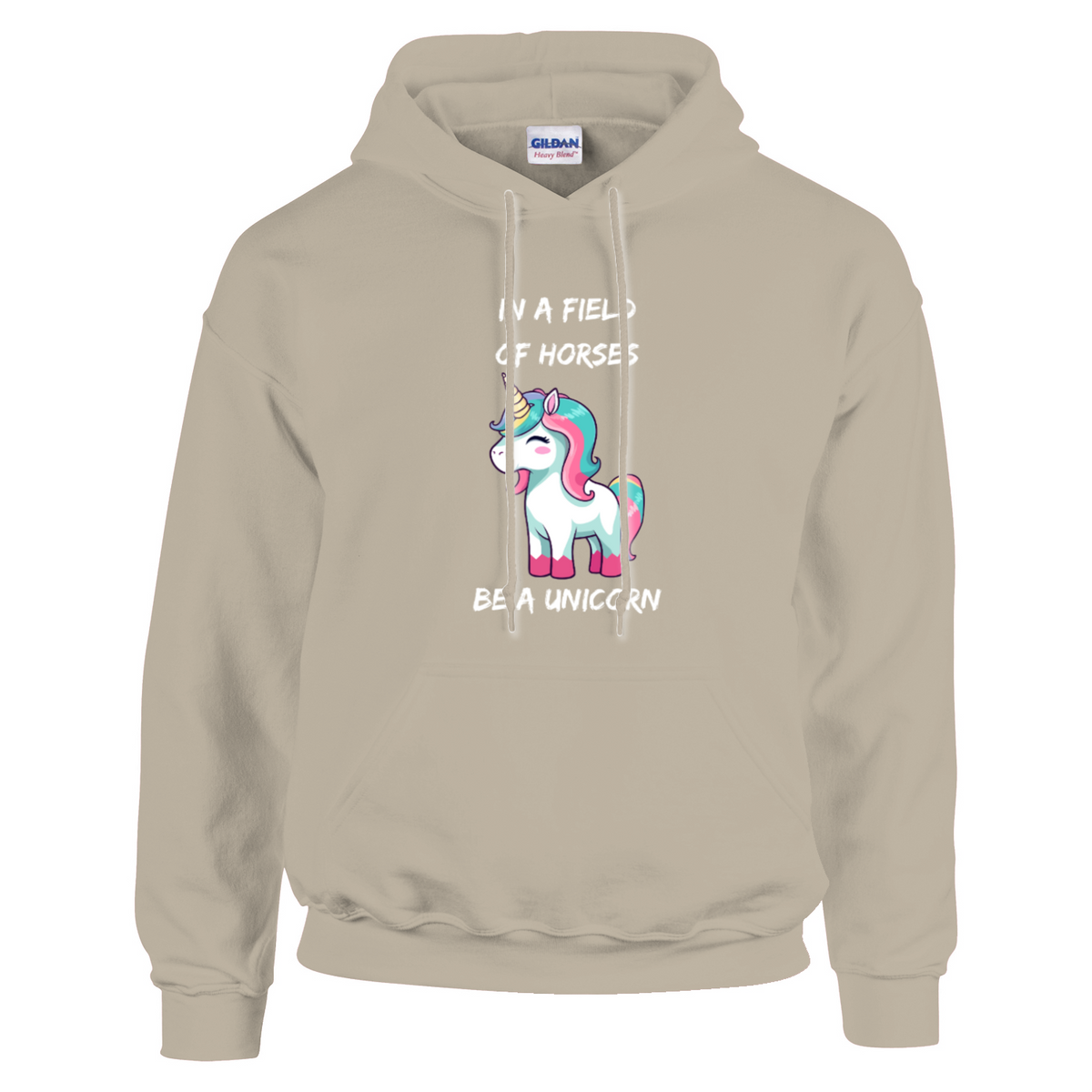 in a field of horses be a unicorn hoodie