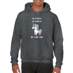 in a field of horses be a unicorn hoodie