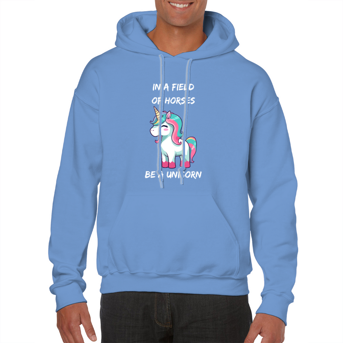 in a field of horses be a unicorn hoodie