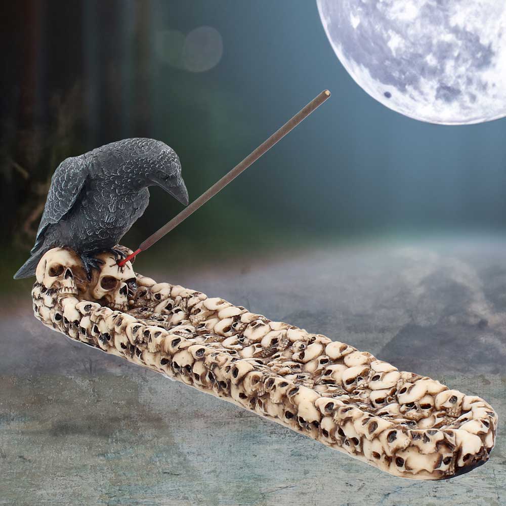 Raven Skull Incense Holder 25cm