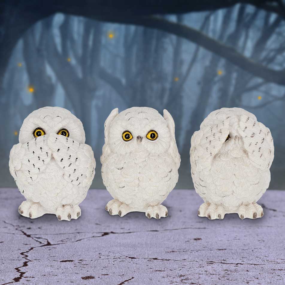 Three Wise Owls 8cm