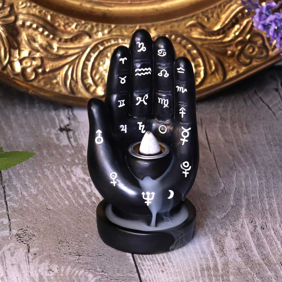 Palmistry Backflow Incense Burner (Black) 12cm