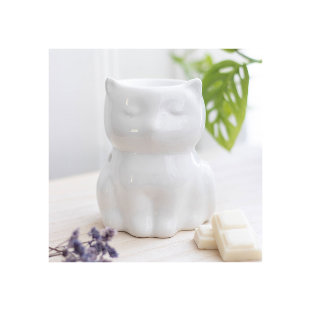 Shiny White Cat Oil Burner